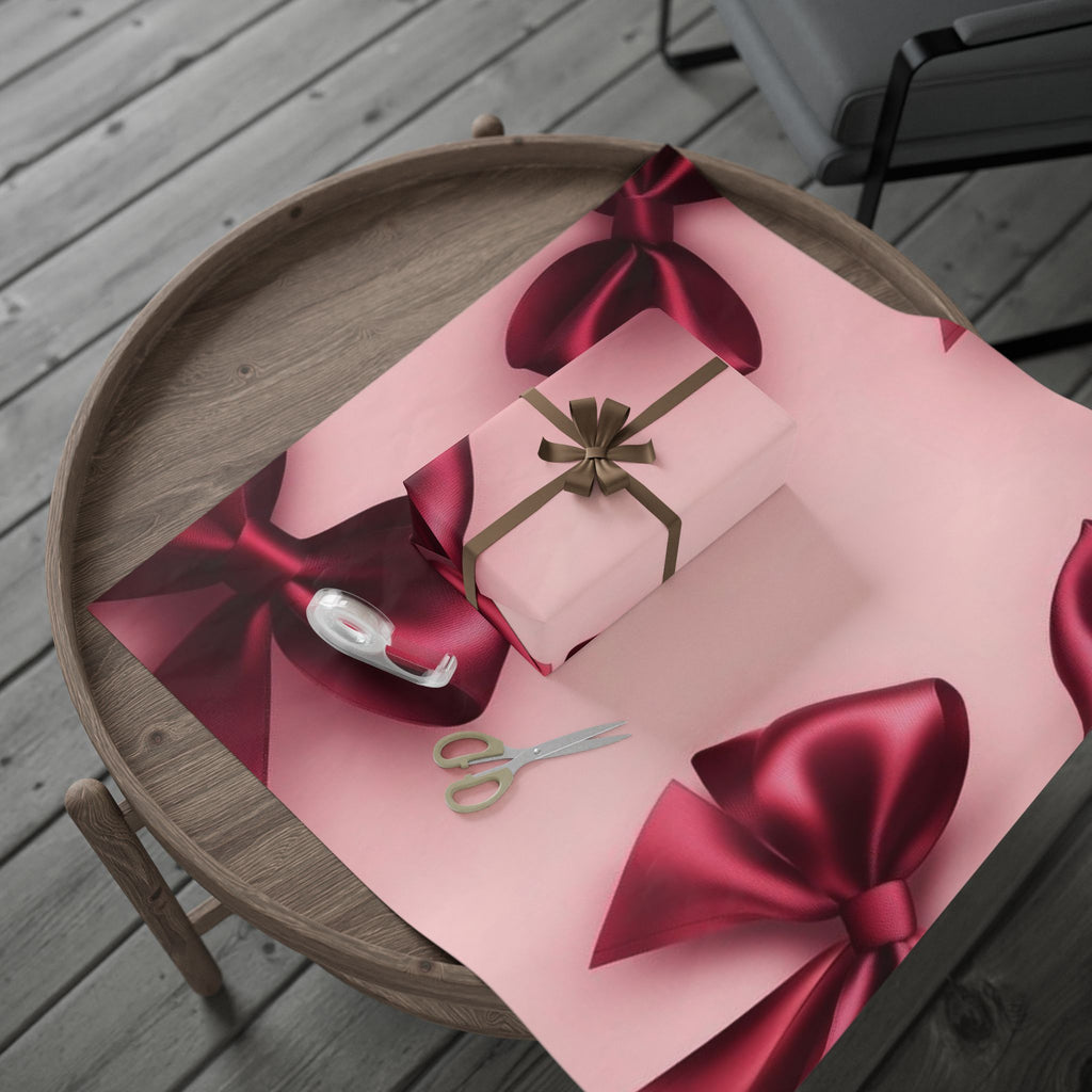 Elegant Cherry Ribbon Wrapping Paper, Gift Wrap for Birthdays, Holidays, Weddings, Special Occasions, Party Decor