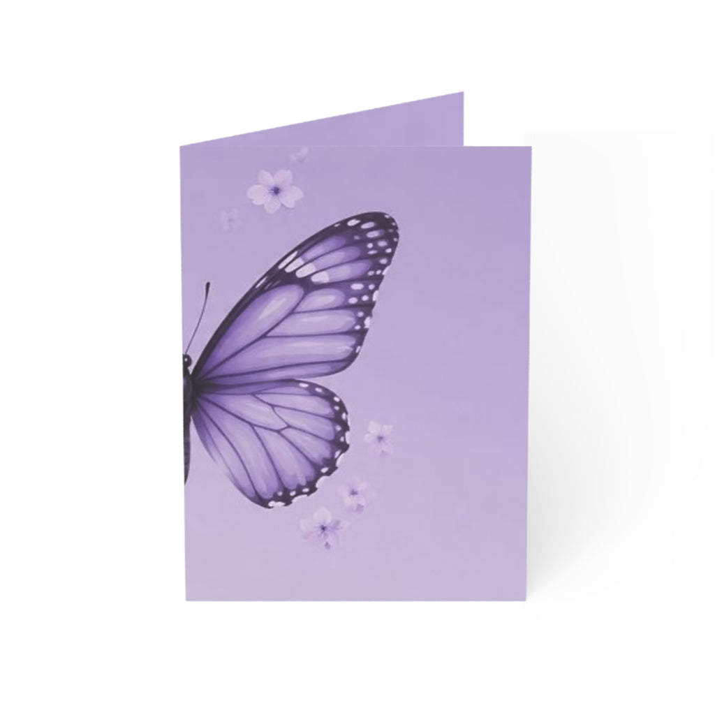 Purple Butterfly Greeting Cards | Elegant Stationery, Thank You Notes, Birthday Wishes, Set of 1, 10, 30, 50